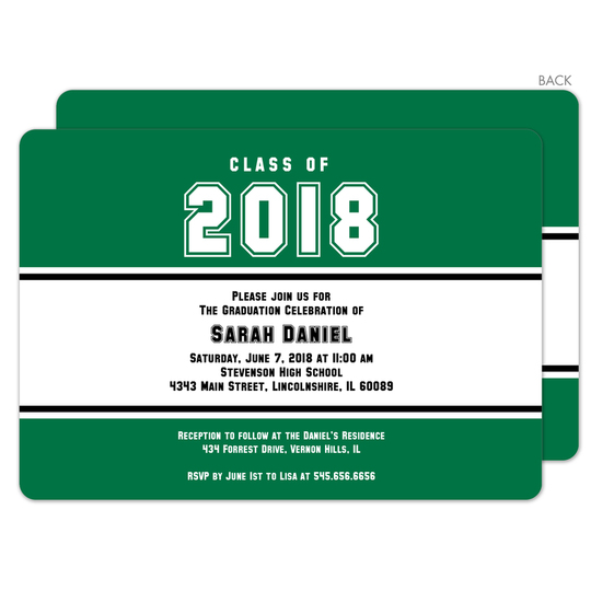 Green Class Of Graduation Invitations